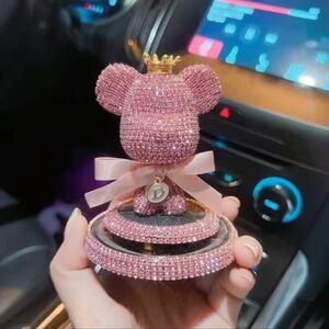 Pink Crystal Bear Car Ornament